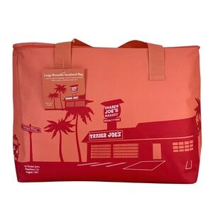 Trader Joes Extra Large Cooler Reusable Insulated Bag Coral Peach 8 Gallon